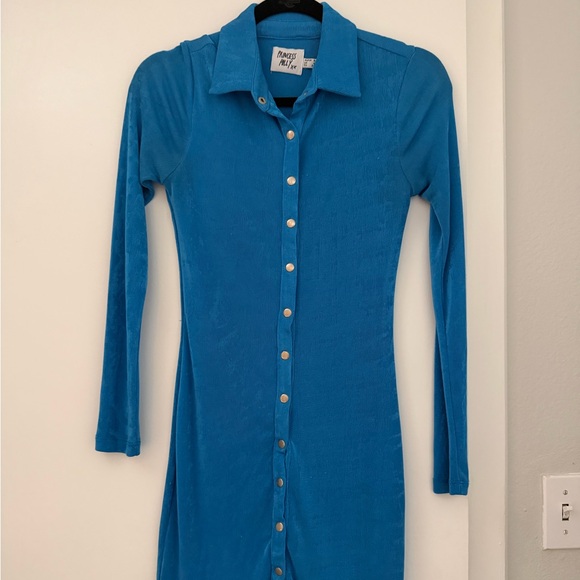 Princess Polly Blue Long Sleeve Dress - Picture 3 of 3